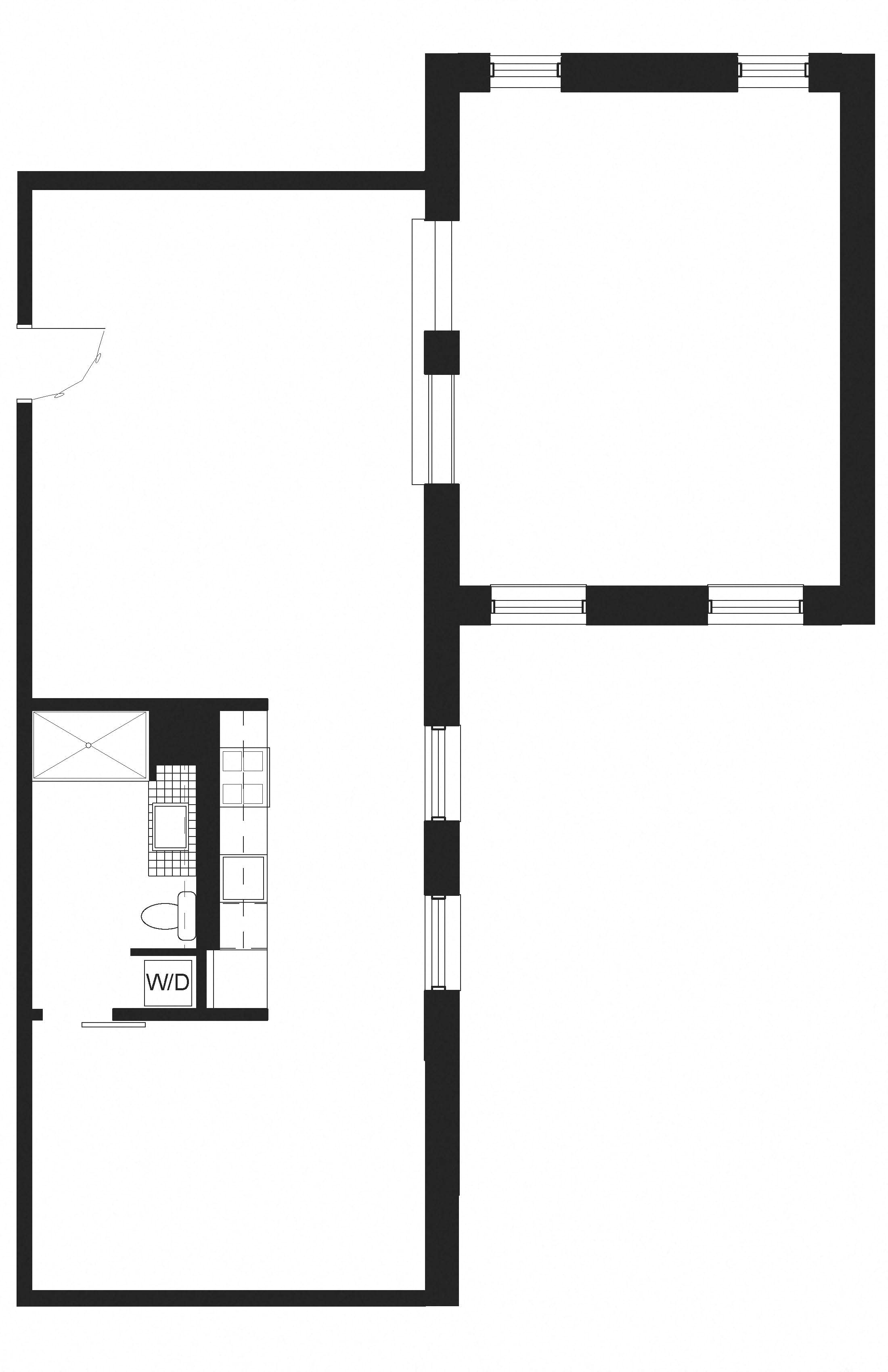 Floor plan for 1 bed, 1 bath, 1129 sqft